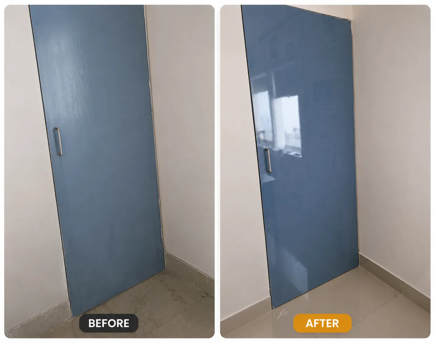 Wardrobe and cupboard door cleaning before and after comparison